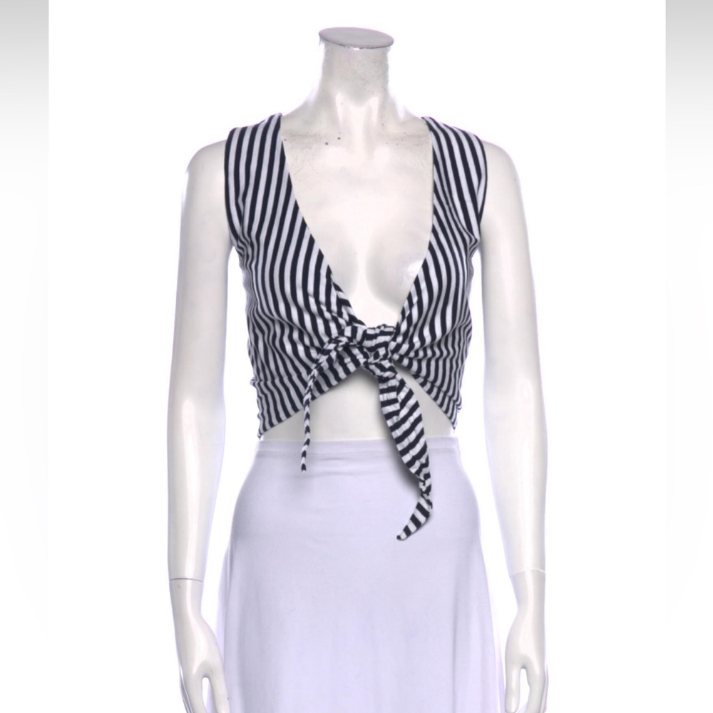M.D.S striped crop top. Size Large. Blue and white